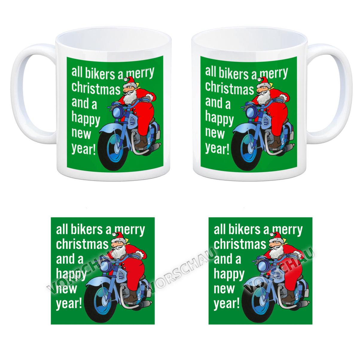 Weihnachten Biker Kaffeebecher mit Weihnachtsmann auf Motorrad