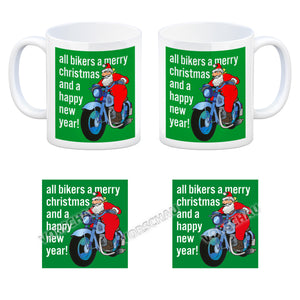 Weihnachten Biker Kaffeebecher mit Weihnachtsmann auf Motorrad