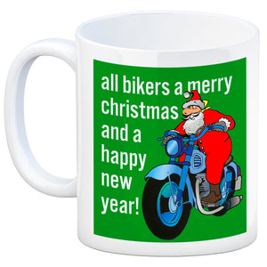 Weihnachten Biker Kaffeebecher mit Weihnachtsmann auf Motorrad