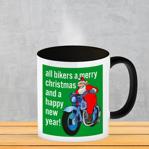 Weihnachten Biker Kaffeebecher mit Weihnachtsmann auf Motorrad