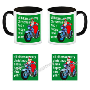 Weihnachten Biker Kaffeebecher mit Weihnachtsmann auf Motorrad
