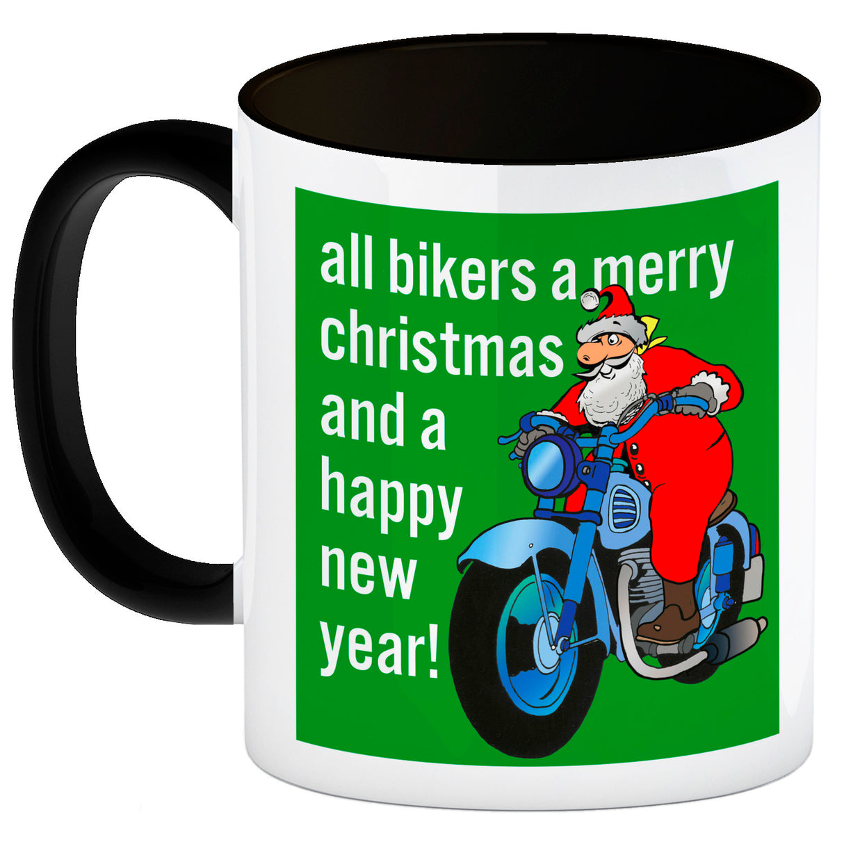Weihnachten Biker Kaffeebecher mit Weihnachtsmann auf Motorrad
