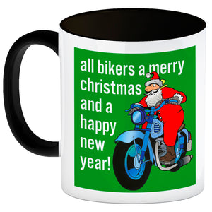 Weihnachten Biker Kaffeebecher mit Weihnachtsmann auf Motorrad