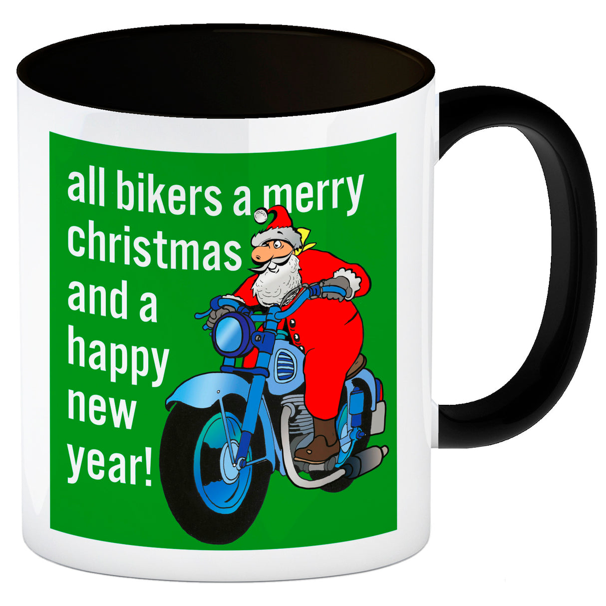 Weihnachten Biker Kaffeebecher mit Weihnachtsmann auf Motorrad
