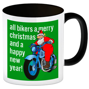Weihnachten Biker Kaffeebecher mit Weihnachtsmann auf Motorrad