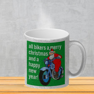Weihnachten Biker Kaffeebecher mit Weihnachtsmann auf Motorrad