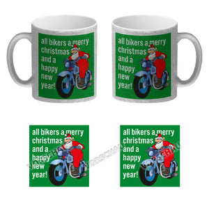 Weihnachten Biker Kaffeebecher mit Weihnachtsmann auf Motorrad