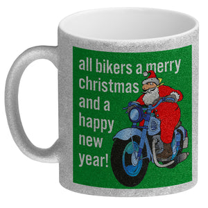 Weihnachten Biker Kaffeebecher mit Weihnachtsmann auf Motorrad
