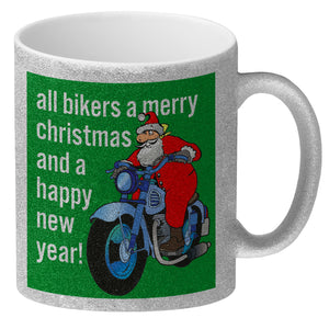 Weihnachten Biker Kaffeebecher mit Weihnachtsmann auf Motorrad