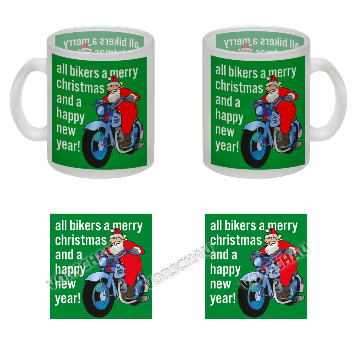 Weihnachten Biker Kaffeebecher mit Weihnachtsmann auf Motorrad