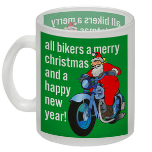 Weihnachten Biker Kaffeebecher mit Weihnachtsmann auf Motorrad