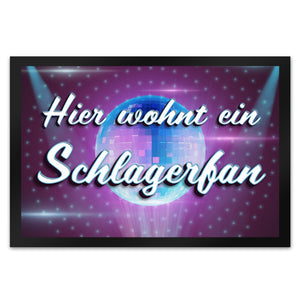 Hier wohnt ein Schlagerfan Fußmatte mit Discokugel