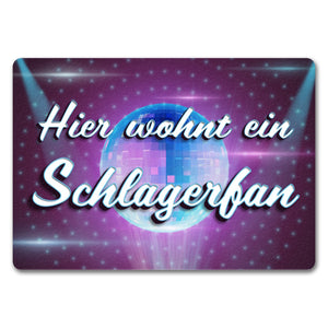 Hier wohnt ein Schlagerfan Fußmatte mit Discokugel