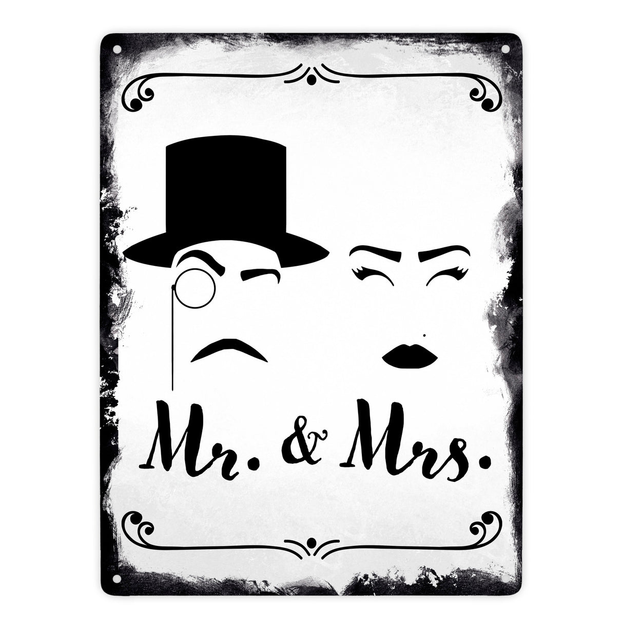 Mr. und Mrs. Metallschild für Paare als Retro Deko für die Wohnung