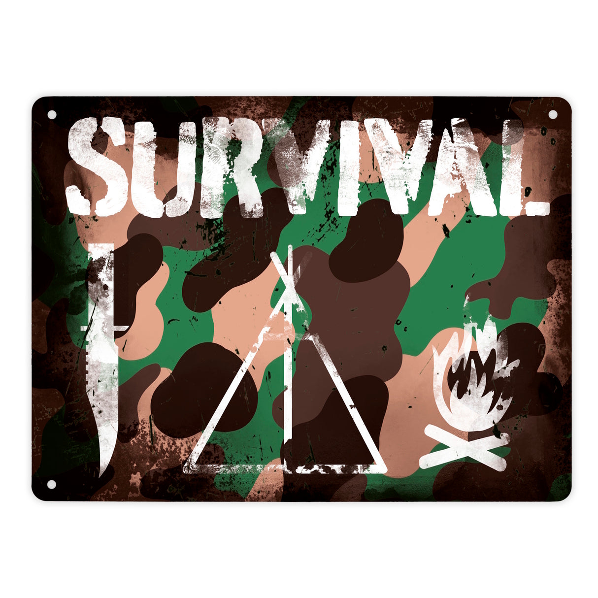 Survival Tarnmuster Metallschild im Used-Look