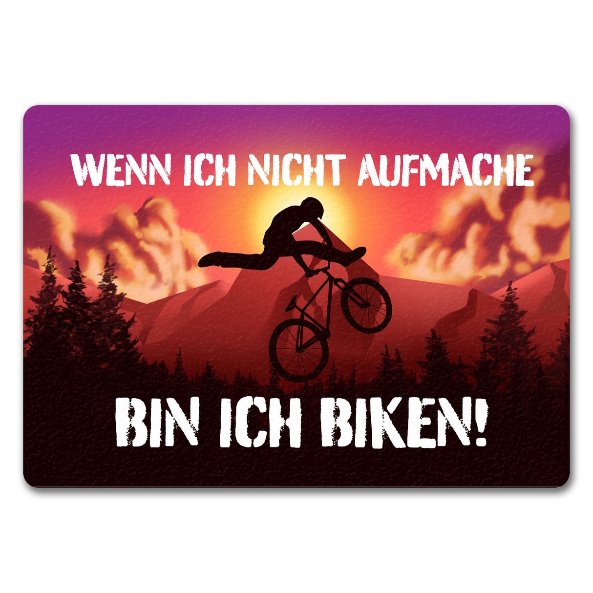 Wenn ich nicht aufmache bin ich biken Fußmatte mit Mountainbiker