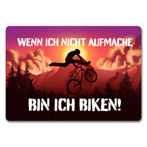 Wenn ich nicht aufmache bin ich biken Fußmatte mit Mountainbiker