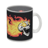 Rock n' Roll Kaffeebecher mit Flammen und Totenkopf