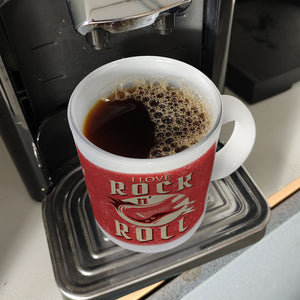 I Love Rock 'n' Roll Kaffeebecher mit Gitarren Motiv