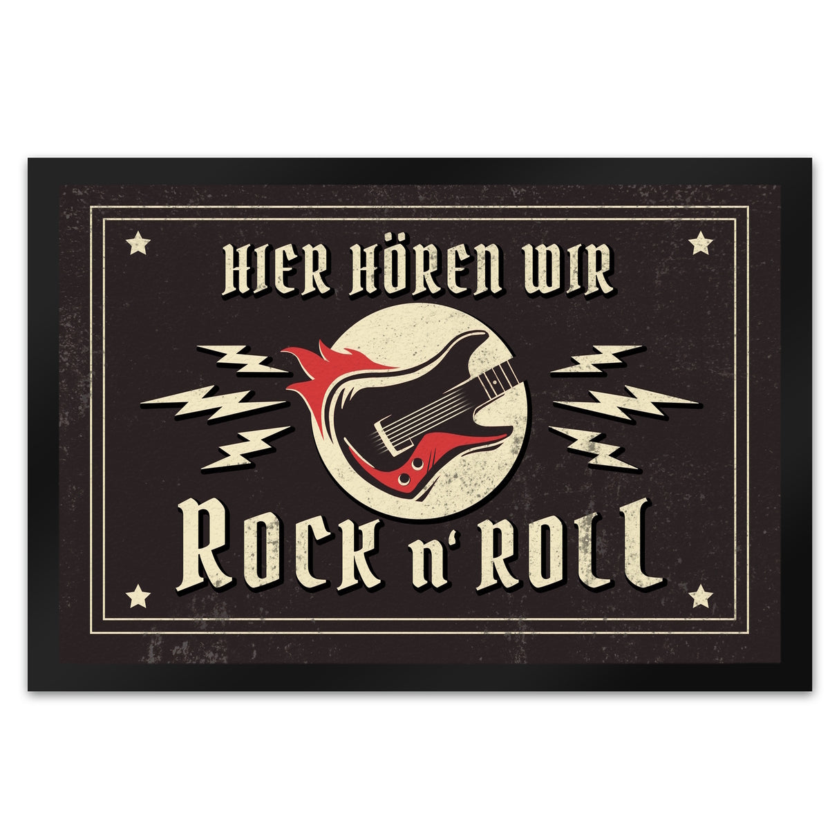 Hier hören wir Rock n' Roll Fußmatte mit Gitarren Motiv