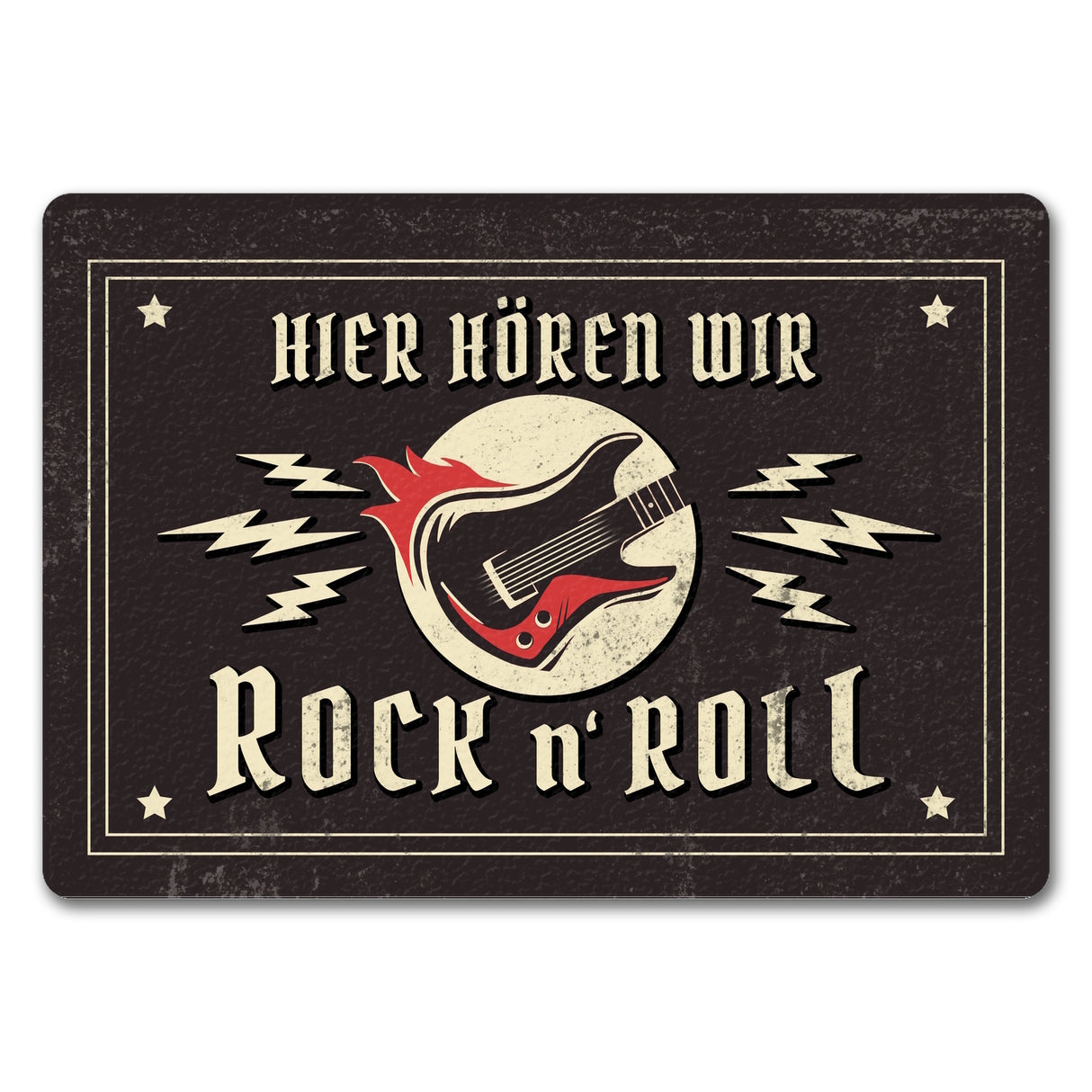 Hier hören wir Rock n' Roll Fußmatte mit Gitarren Motiv