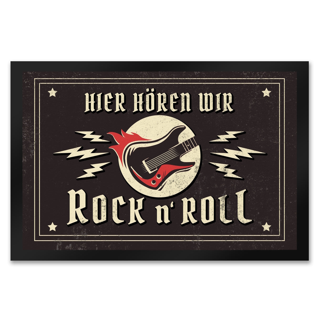Hier hören wir Rock n' Roll Fußmatte mit Gitarren Motiv