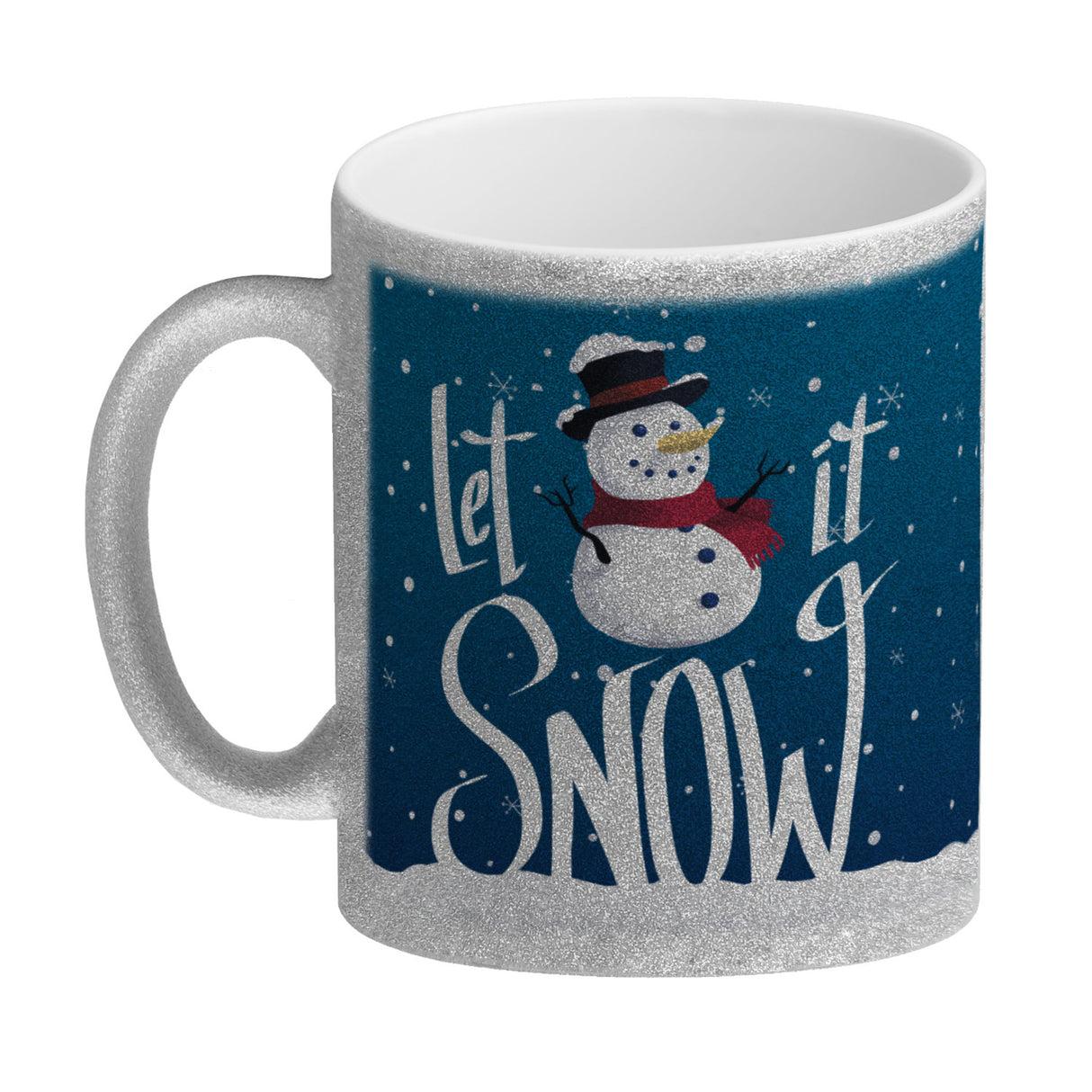 Let it Snow Kaffeebecher mit süßem Schneemann und Schneeflocken