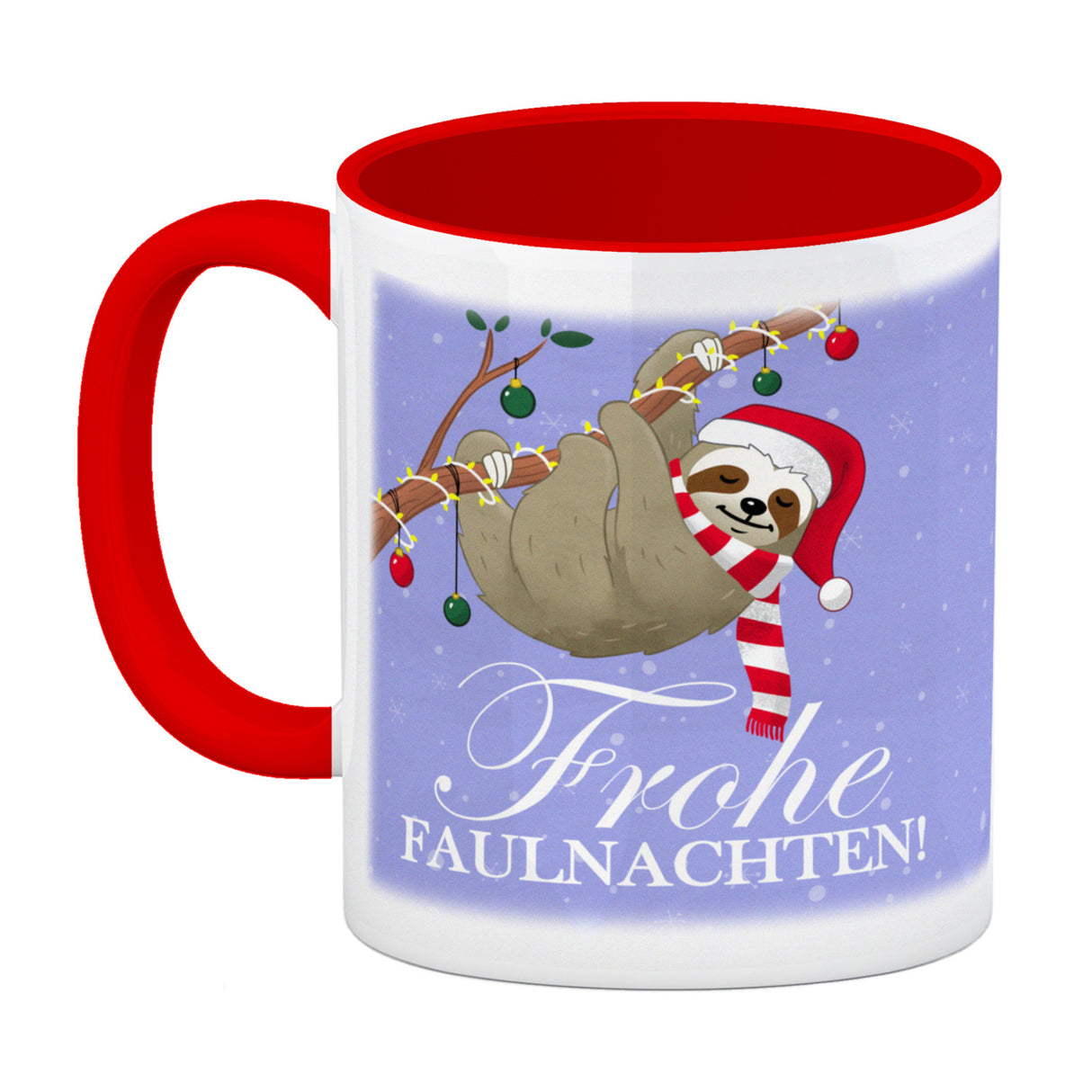 Frohe Faulnachten Kaffeebecher mit süßem weihnachtlichem Faultier