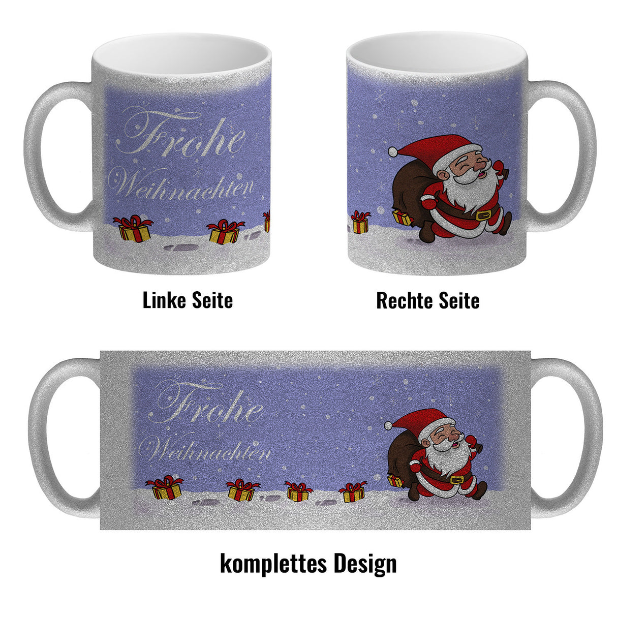 Frohe Weihnachten! Kaffeebecher mit lustigem Comic-Weihnachtsmann