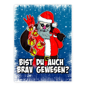 Bist du auch brav gewesen? Metallschild mit coolem Weihnachtsmann