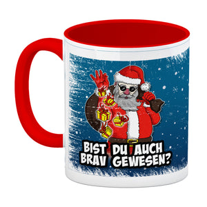 Bist du auch brav gewesen? Kaffeebecher mit coolem Weihnachtsmann