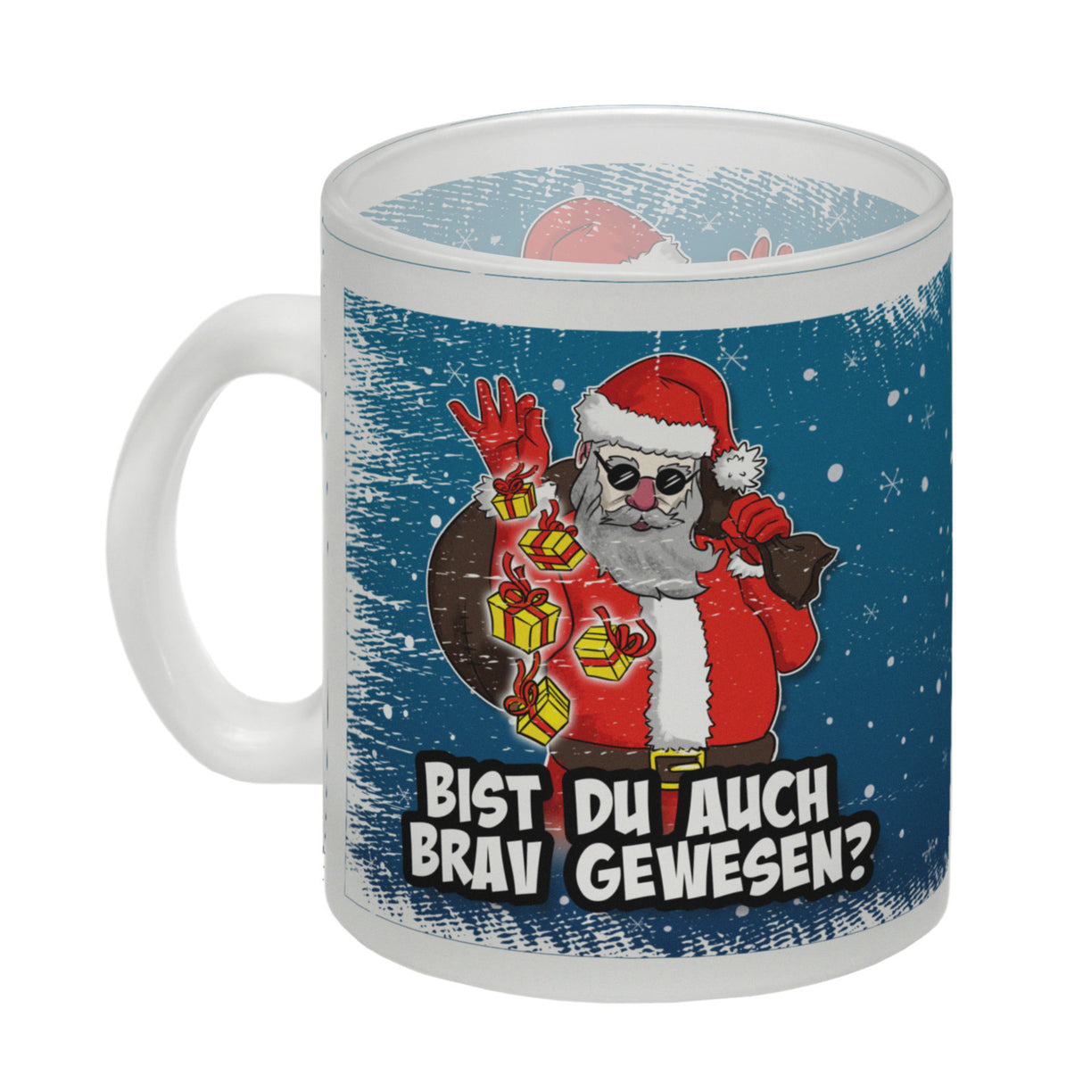 Bist du auch brav gewesen? Kaffeebecher mit coolem Weihnachtsmann