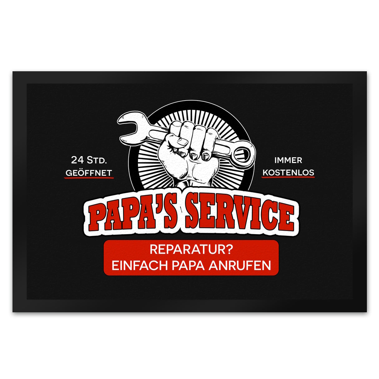 Papa's Service Fußmatte mit Werkstattmotiv