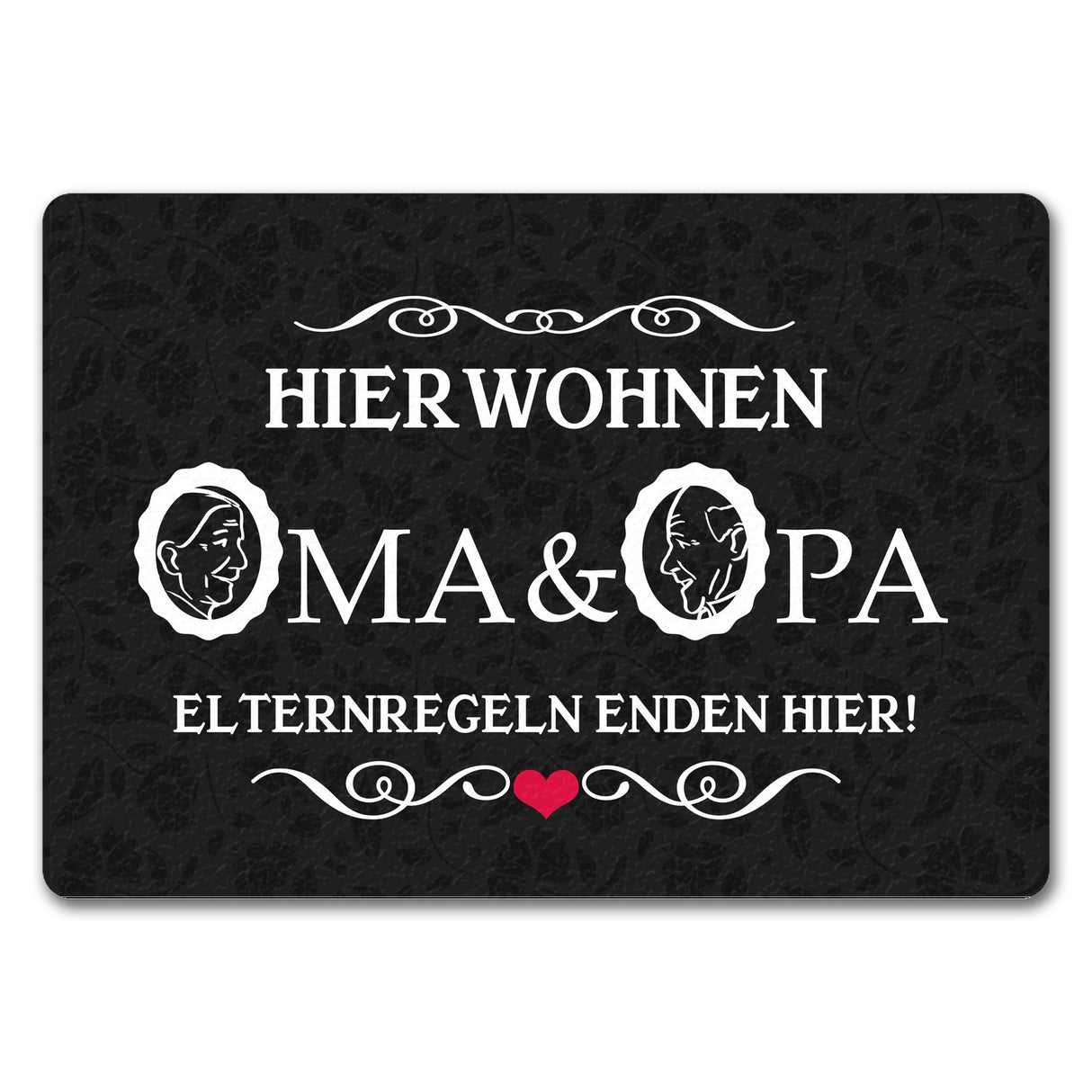 Hier wohnen Oma & Opa Fußmatte im Vintage-Look