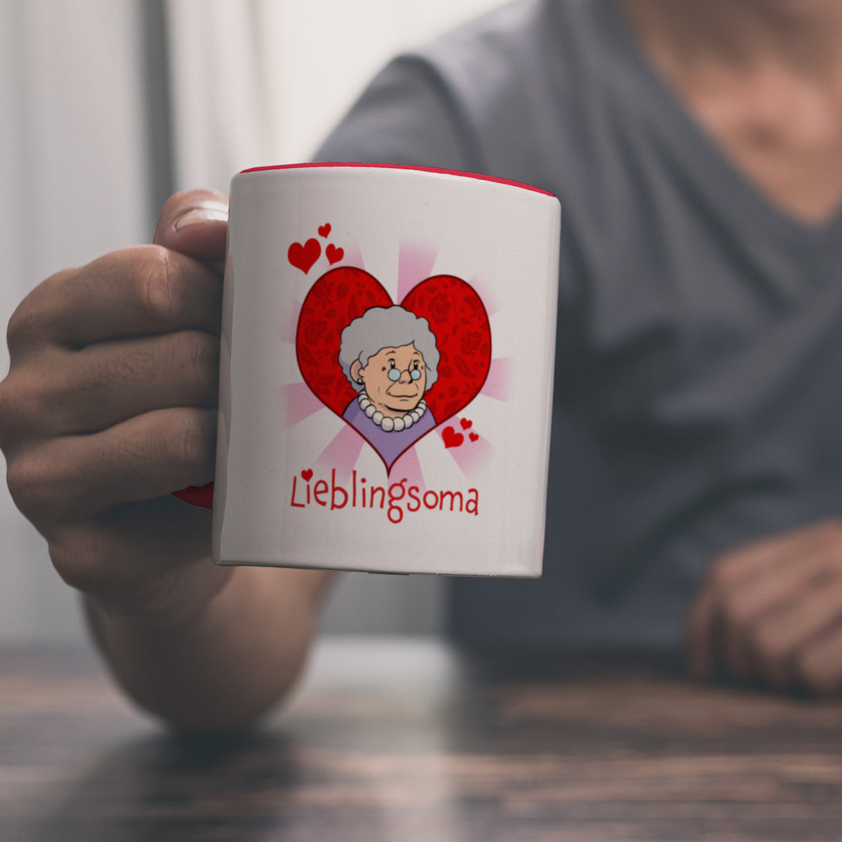Lieblingsoma Kaffeebecher mit Oma im Herz