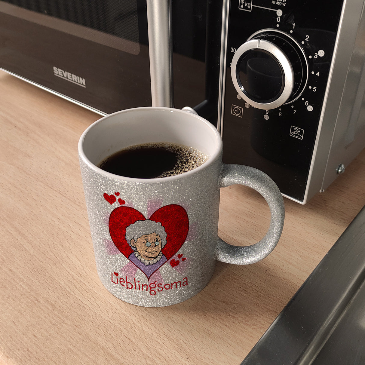 Lieblingsoma Kaffeebecher mit Oma im Herz