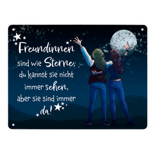 Freundinnen sind wie Sterne Metallschild mit Sternenhimmel