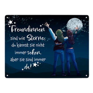 Freundinnen sind wie Sterne Metallschild mit Sternenhimmel