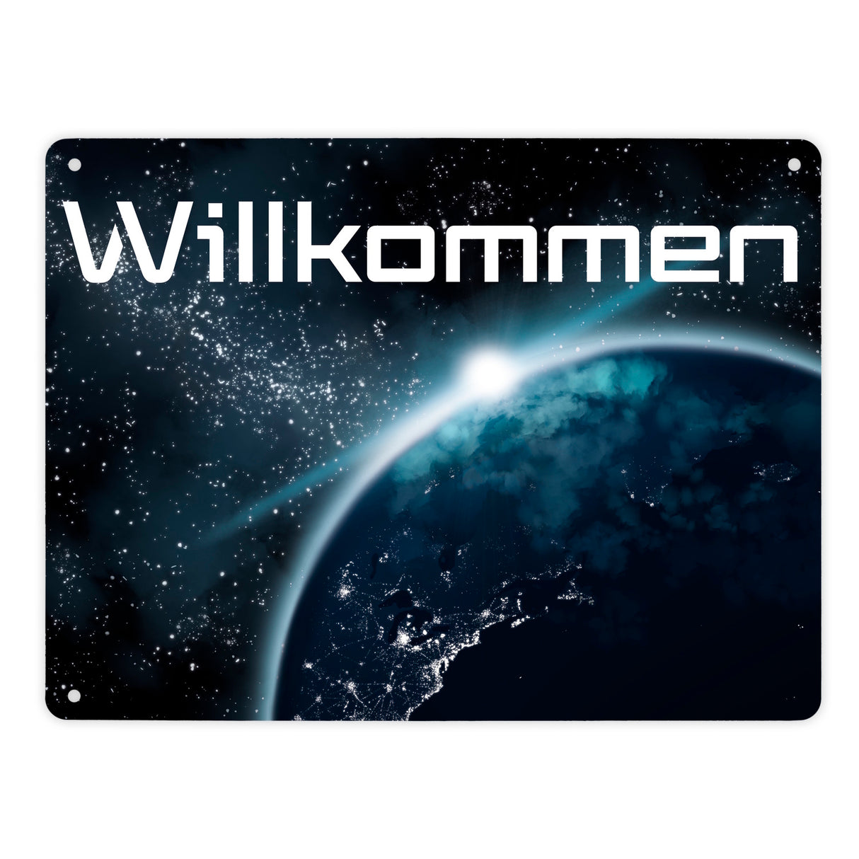 Willkommen im Weltall Metallschild mit Weltraummotiv