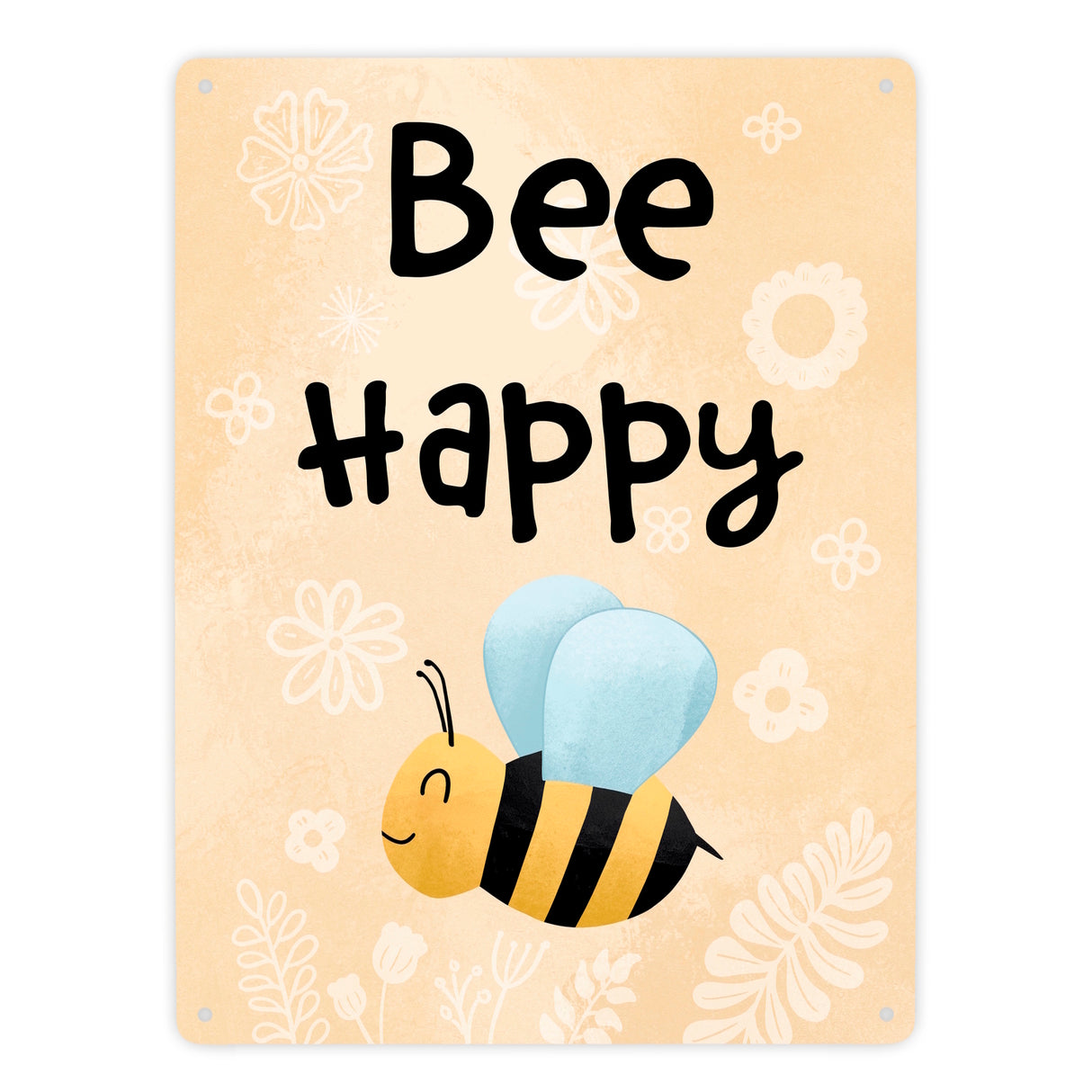 Bee Happy lustiges Metallschild mit glücklicher Biene