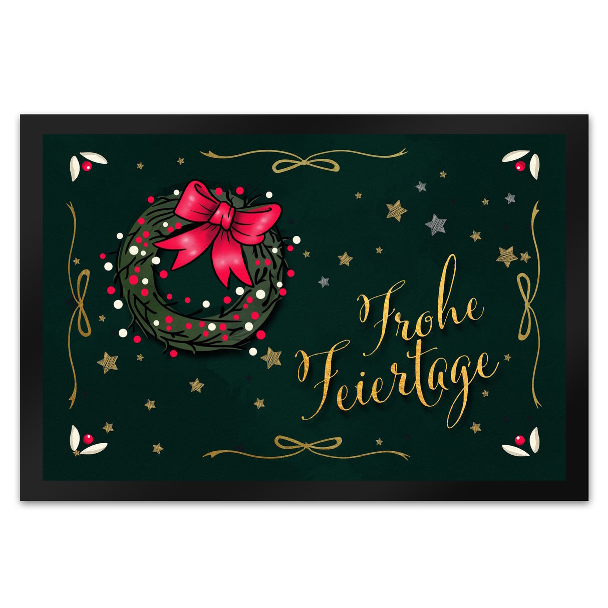Frohe Feiertage Fußmatte mit weihnachtlichem Kranz