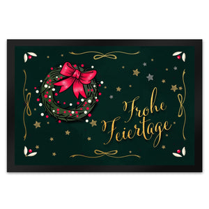 Frohe Feiertage Fußmatte mit weihnachtlichem Kranz