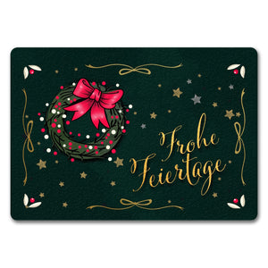 Frohe Feiertage Fußmatte mit weihnachtlichem Kranz