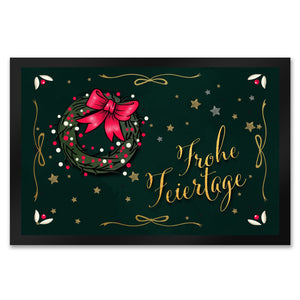 Frohe Feiertage Fußmatte mit weihnachtlichem Kranz