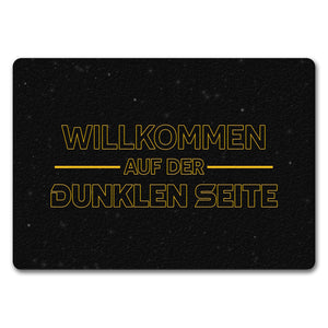 Willkommen auf der dunklen Seite Fußmatte mit Sternenoptik