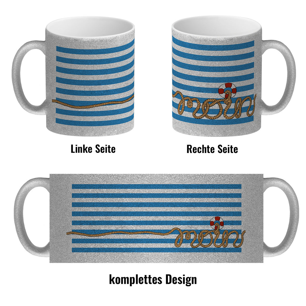 Kaffeebecher mit Moin-Schriftzug und Rettungsring