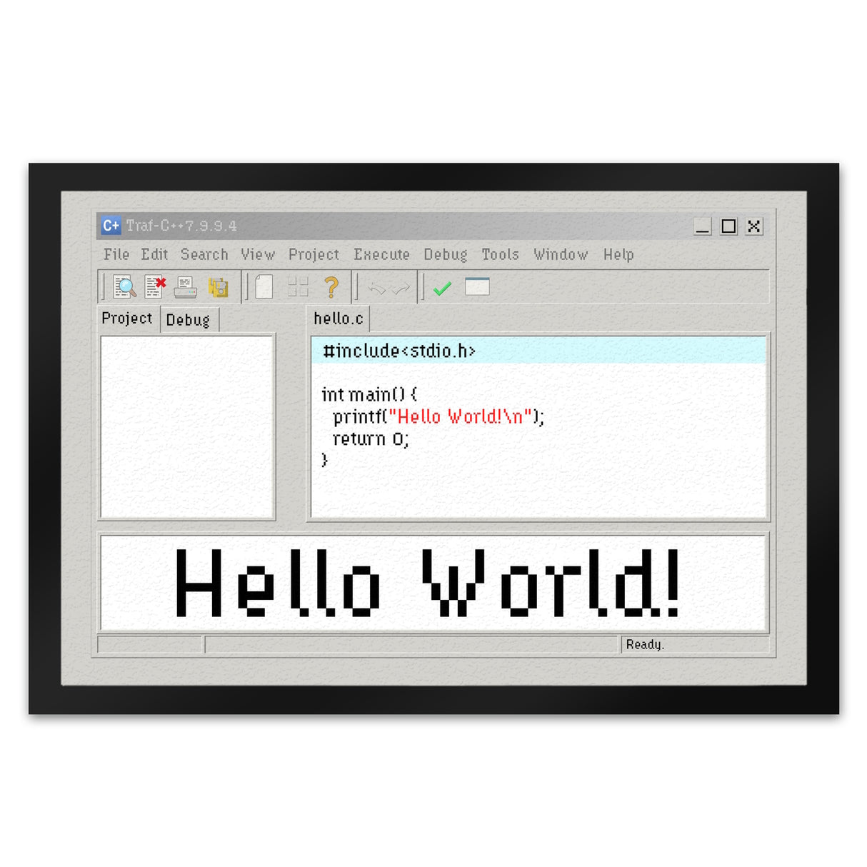 Hello World witzige Fußmatte für Programmierer mit Quellcode