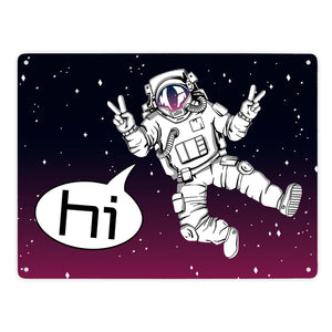 Astronaut im Weltall mit Peace-Zeichen witziges Metallschild