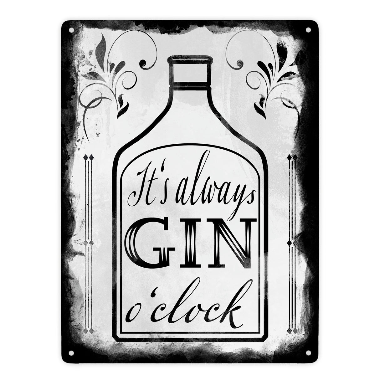 It's always Gin o'clock Metallschild mit Spruch für die Bar