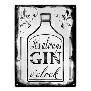 It's always Gin o'clock Metallschild mit Spruch für die Bar